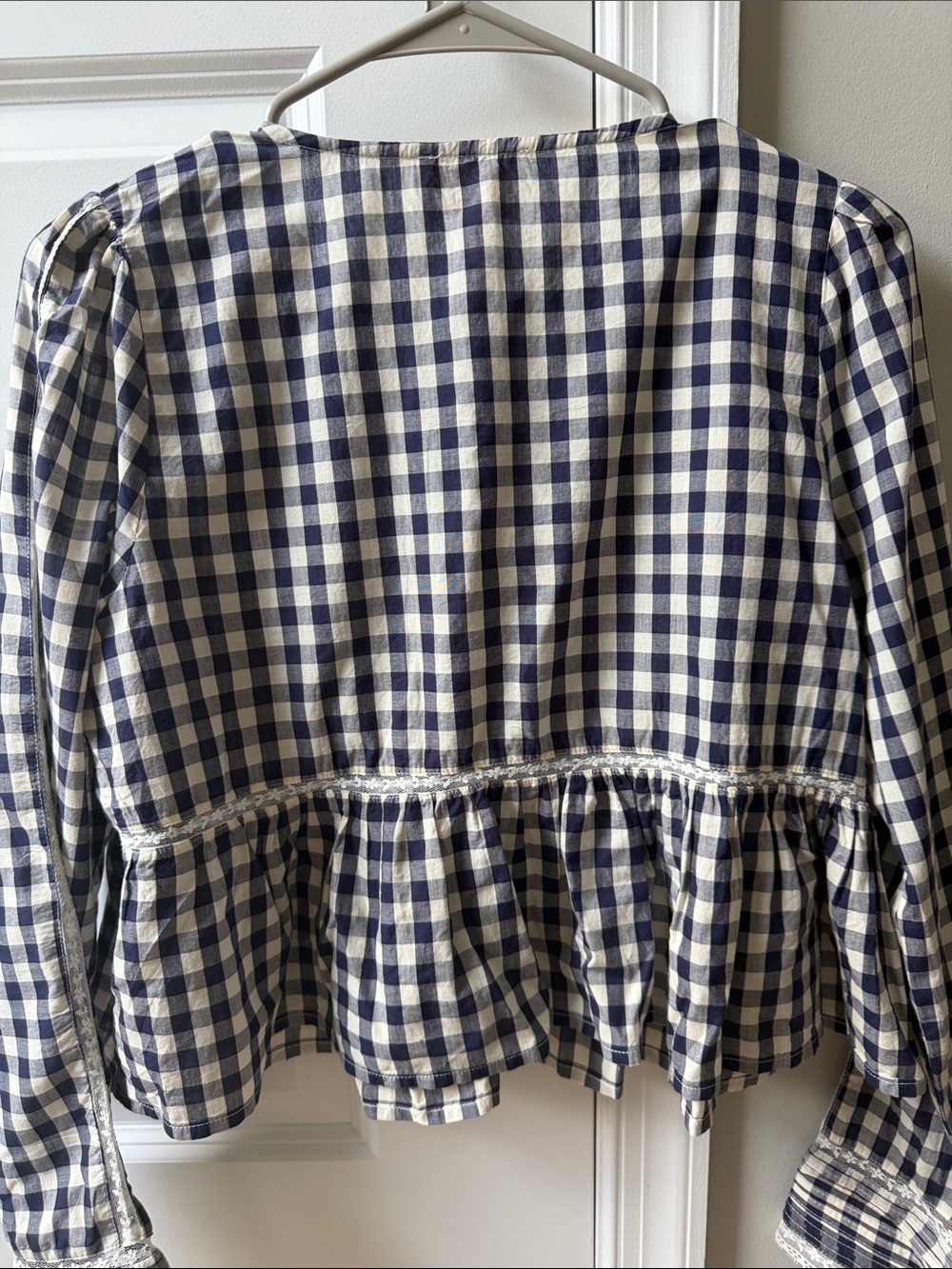 Sezane Charlina Blouse Vichy Navy - Solidarity Creation - Size 6 - Picture 8 of 10